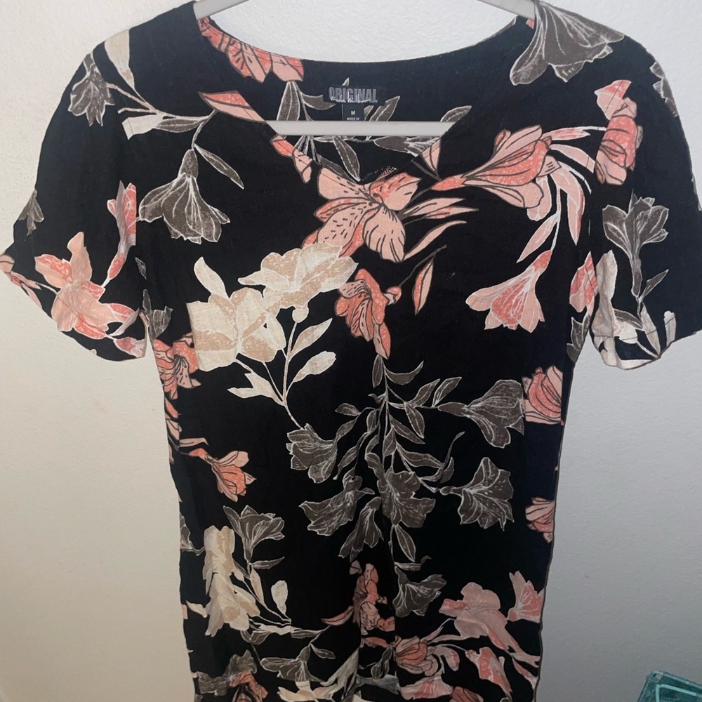 Nicole Miller Linen Blend Dress‎ Knee Length Floral Tropical Vacation Size Medim - Picture 2 of 5